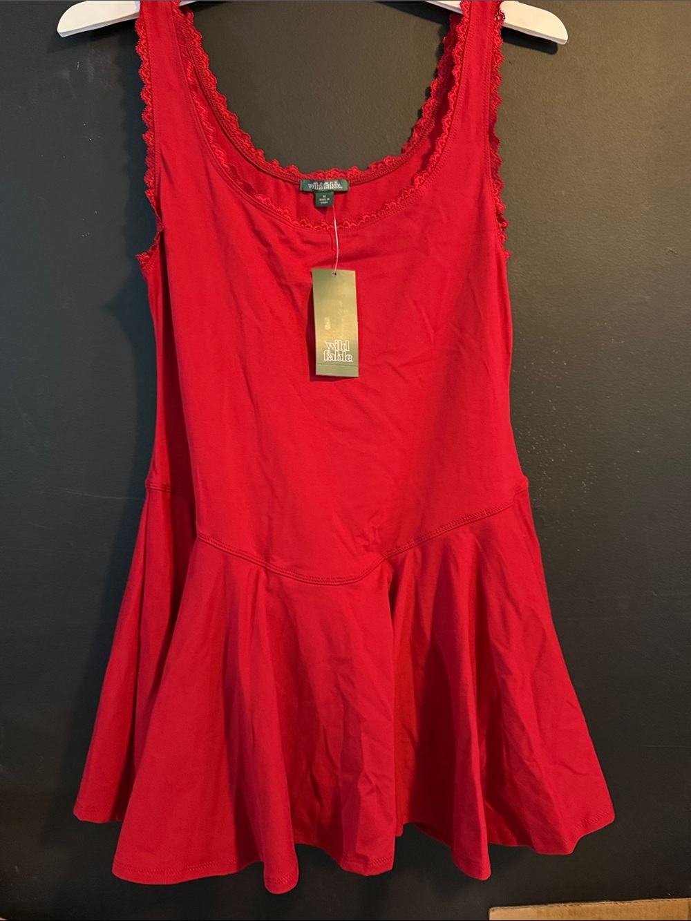 Wild fable Red Lace-Trim Tank rhomper dress with built in shorts size M